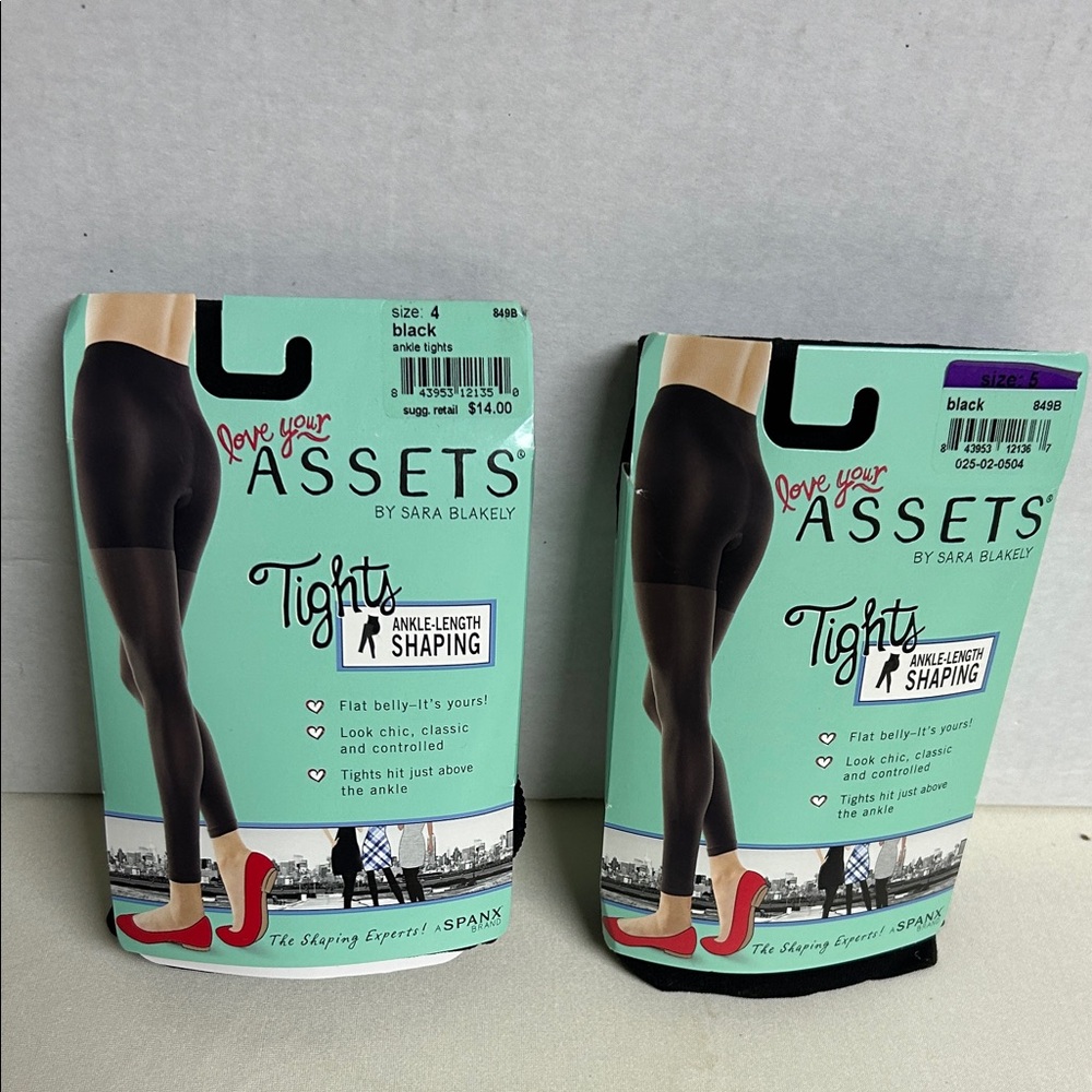 ASSETS by Sara Blakely Black Ankle Length Tights set of 2   Size 4 and size 5